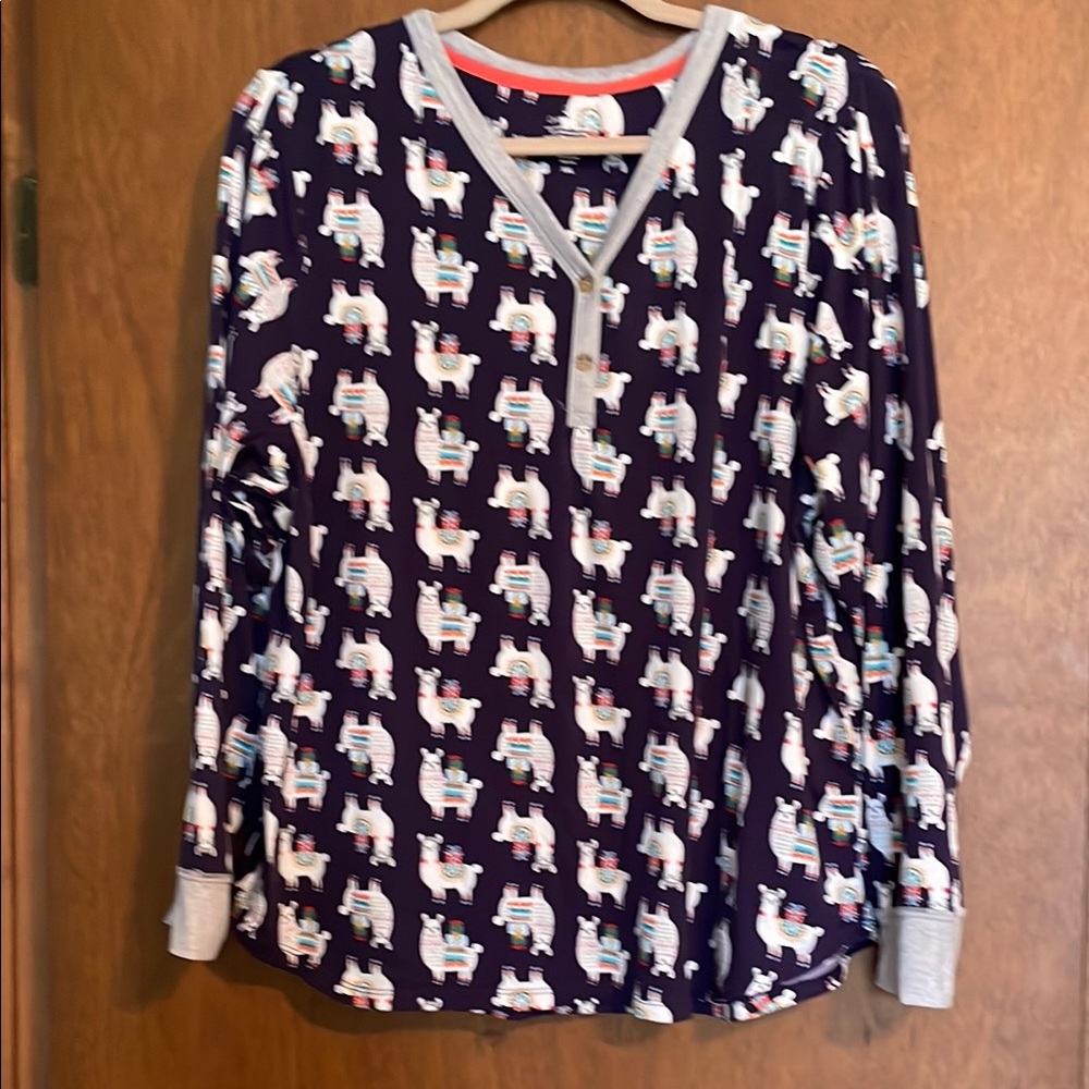 Colorful Llama Print pajama top